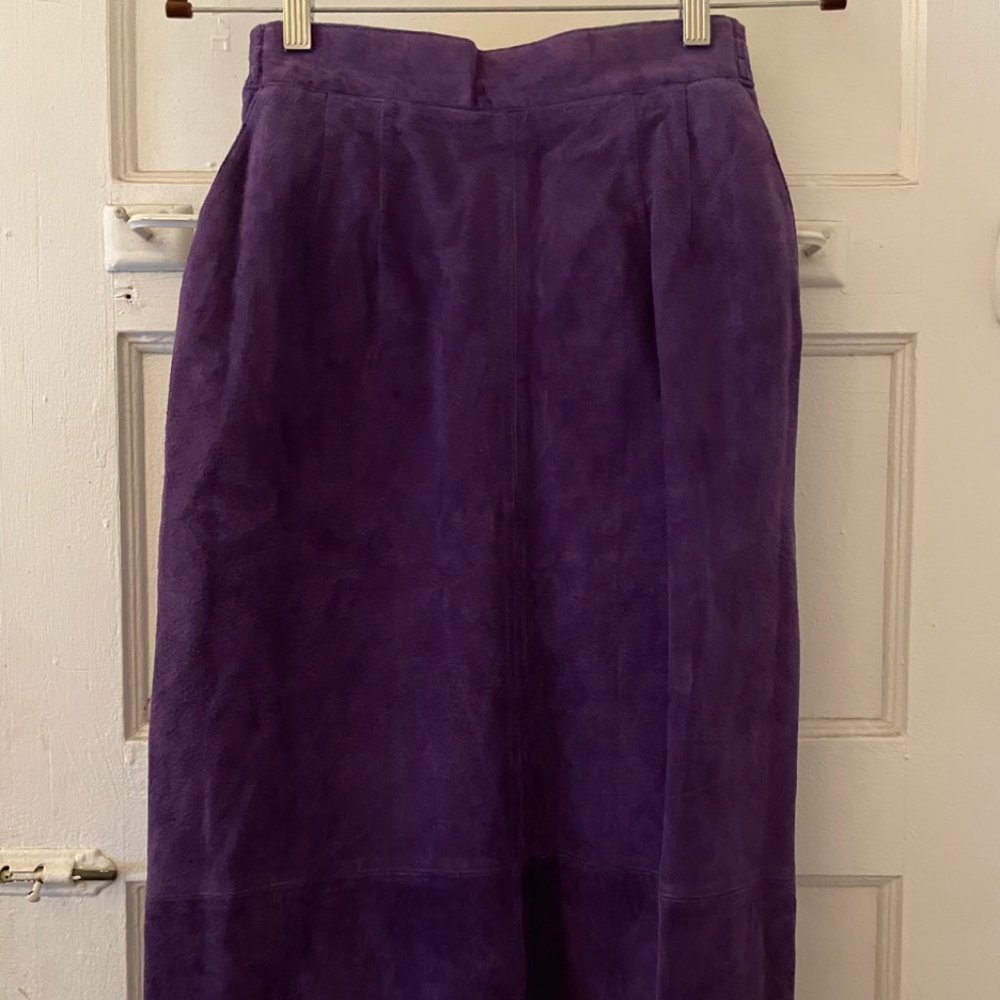 Vintage Purple Suede Pin-Up Pencil Skirt 80s Does 50s